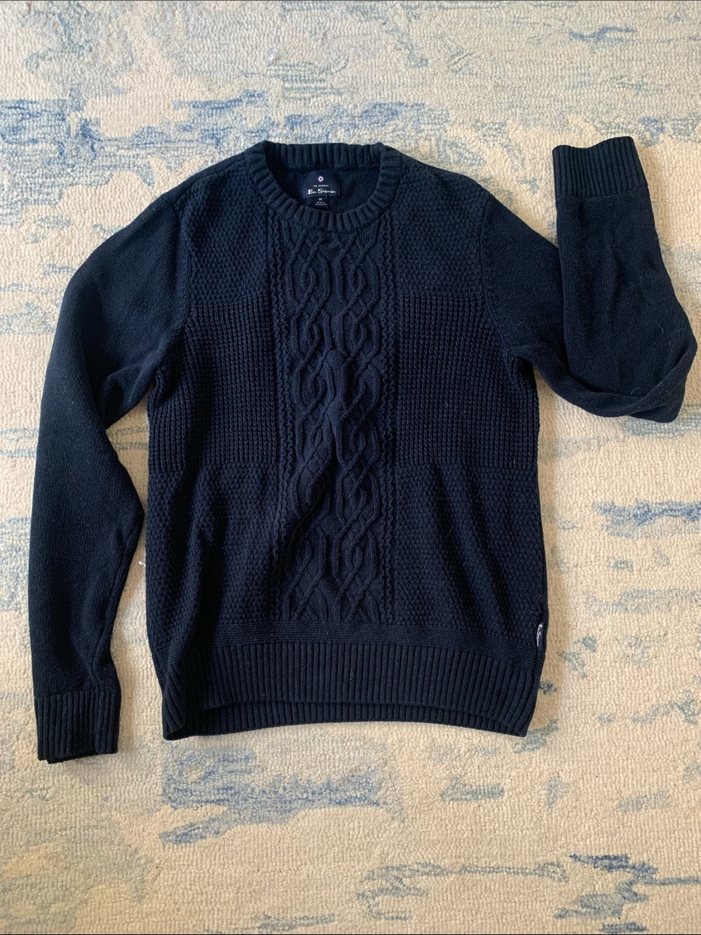 Ben Sherman Men's Navy Cable Knit Crewneck Sweater MEDIUM